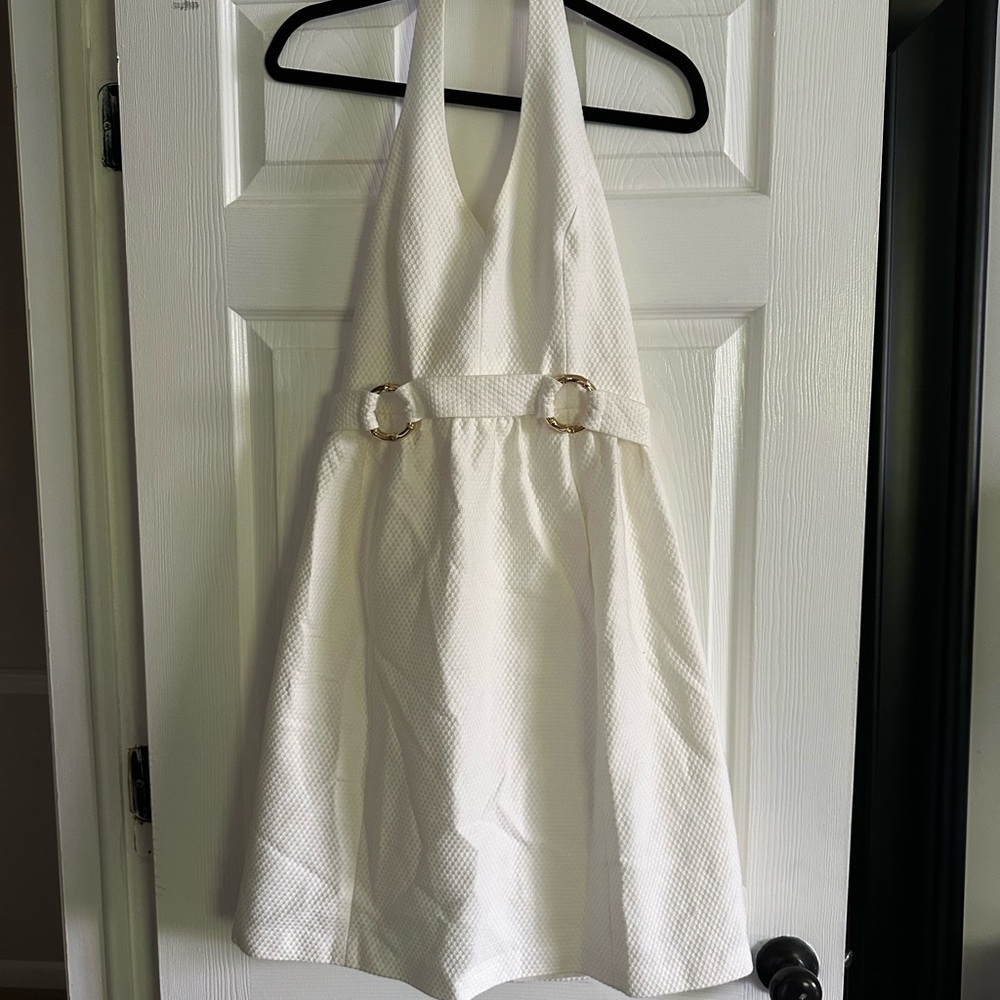David Meister White Halter Top Dress